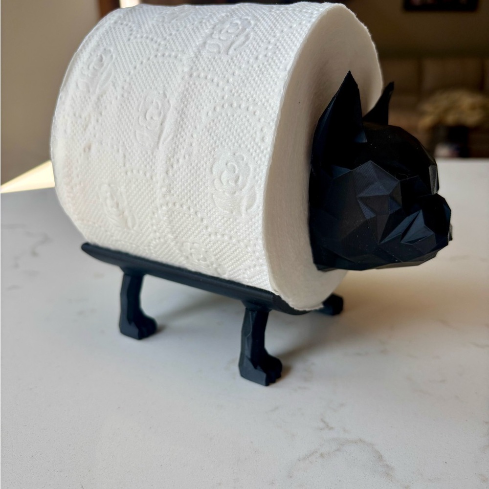 Geometric Black Dog Sculpture with White Accent - Picture 2 of 2